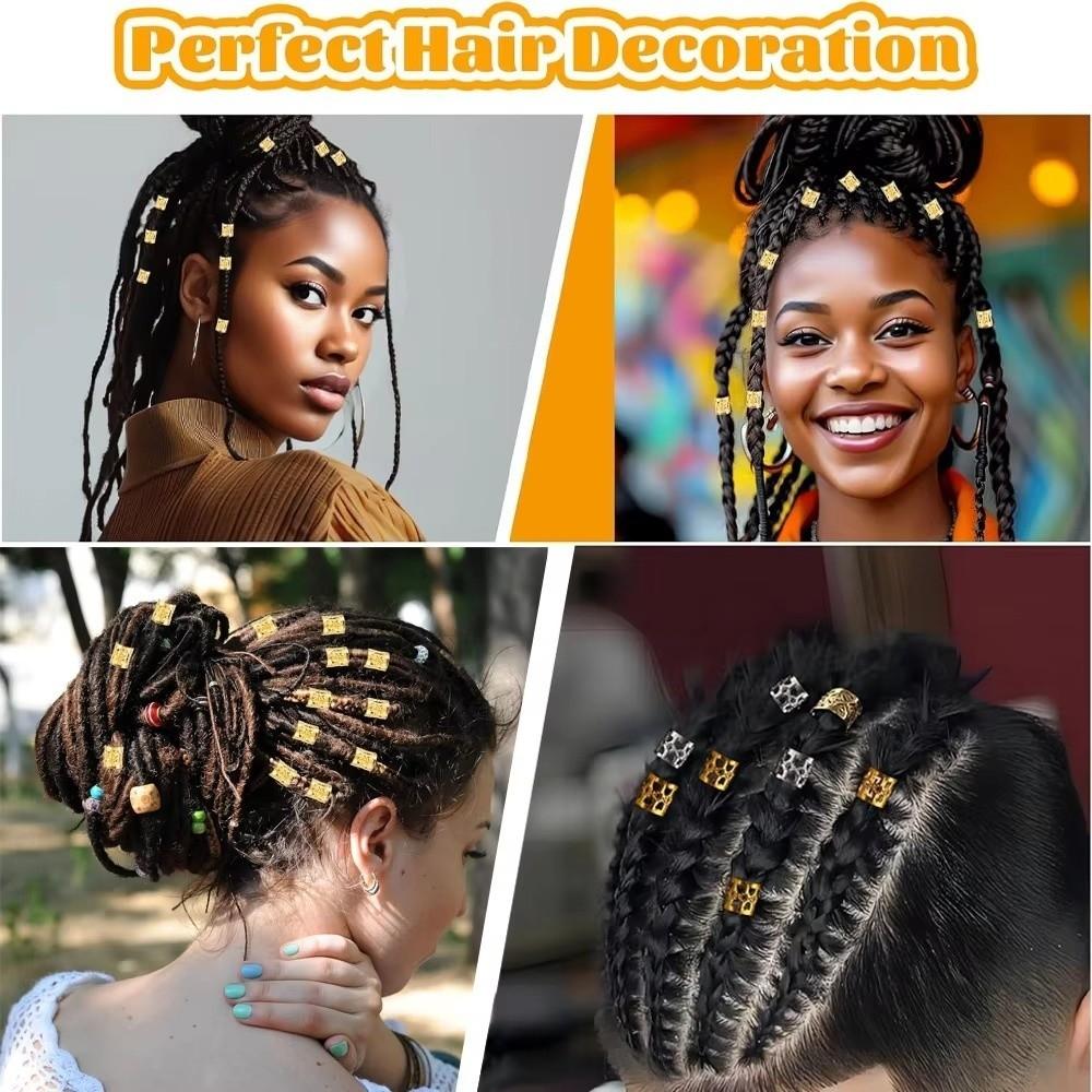100PCS Aluminum Dreadlock Hair Rings Multicolor Adjustable Hair Cuffs Hair Decoration