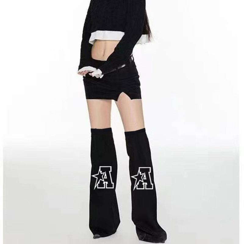 Women's Flared Leg Warmers Girls 80s Harajuku Punk Knee Highs Leg Socks Preppy Stockings Gotik Clothes Streetwears