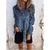 Women's Lapel Collar Long Sleeve Metallic Foil Single Breasted Pocket Loose Casual Shirt Blouse