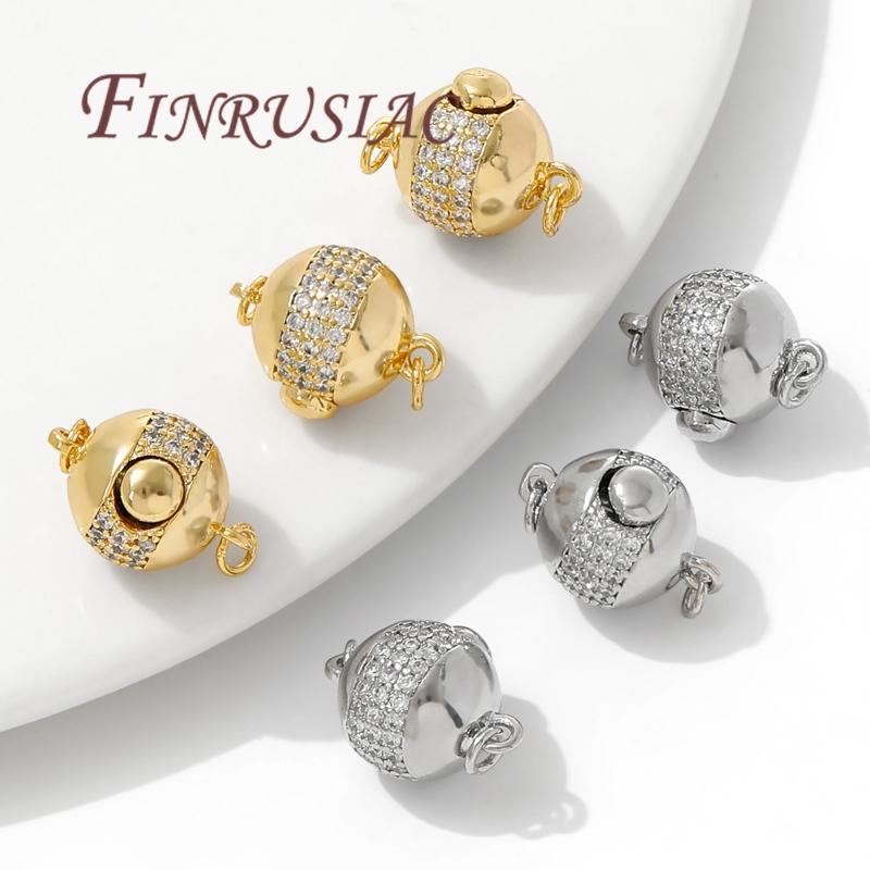 18K Gold Plated Round Ball Clasp For Jewellery,Fasteners For Bracelets,DIY Jewelry Making Supplies,Necklace Clasps Connectors