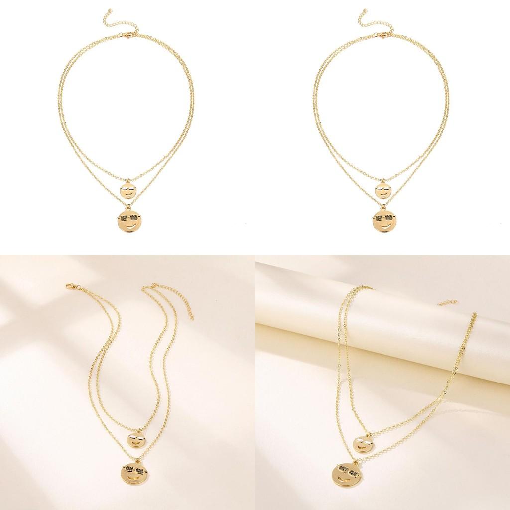 Bländande Tvåfärgad Metall Smiley Face Halsband Chic Mode Statement Smycken För Kvinnor
