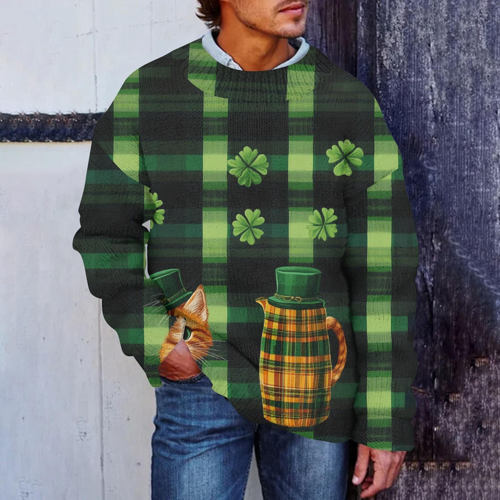 

Мужская мода повседневная с длинным рукавом St. Pacrit Gentle Printed Crewneck Woolen Imitation свитер Цветочный Crewneck Sweatshirt Loose Long Sleeves XXXXL хаки