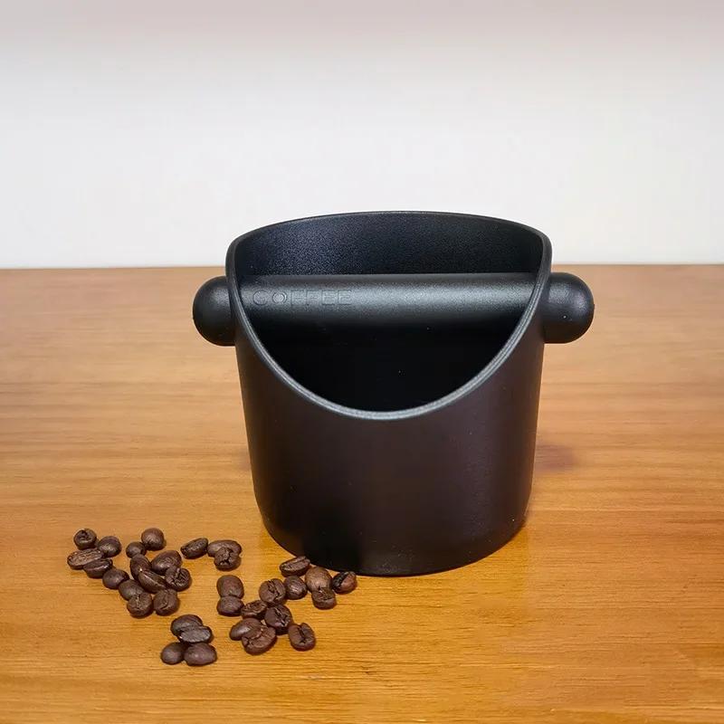 Black Coffee Knock Box Espresso Dump Bin For Coffee Grounds with Removable Knock Bar and Anti-slip Base Barista Grind Waste Bin