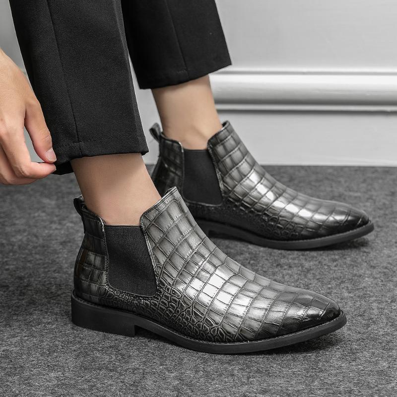 Fashion Fashion Men's British Style Slip-on Leather Boots Leather Chelsea Boots High Quality Handmade Business Casual Dress Ankle Shoes