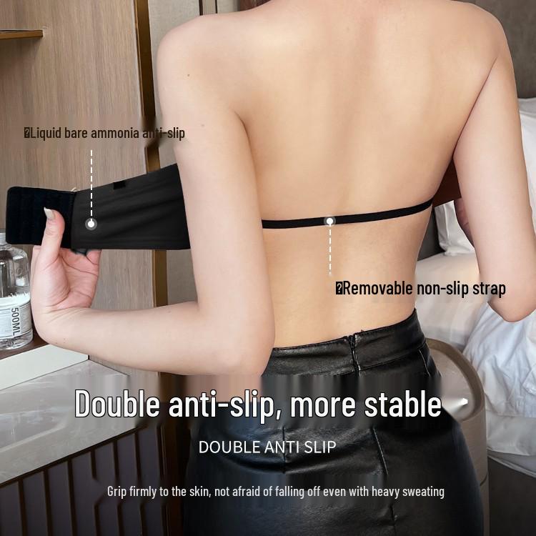 Non-Slip Seamless Push-Up Bandeau Bra for Small Chest – Invisible Strapless Cup, Anti-Exposure Design