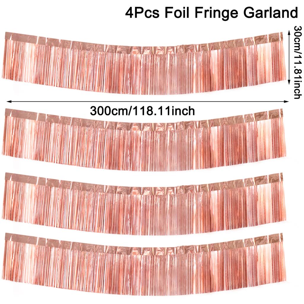 30x300CM Party Backdrop Foil Fringe Garland Metallic Tinsel Streamers Banner Hanging for Birthday Wedding Christmas Decorations