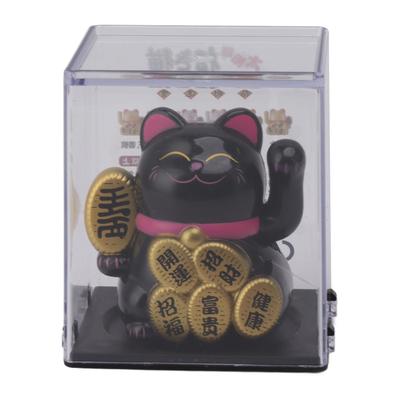 Solar Powered Lucky Cat 2 Inch Mini Cute Solar Waving Cat Lucky Wealth Welcoming Cat for Home Car Decoration
