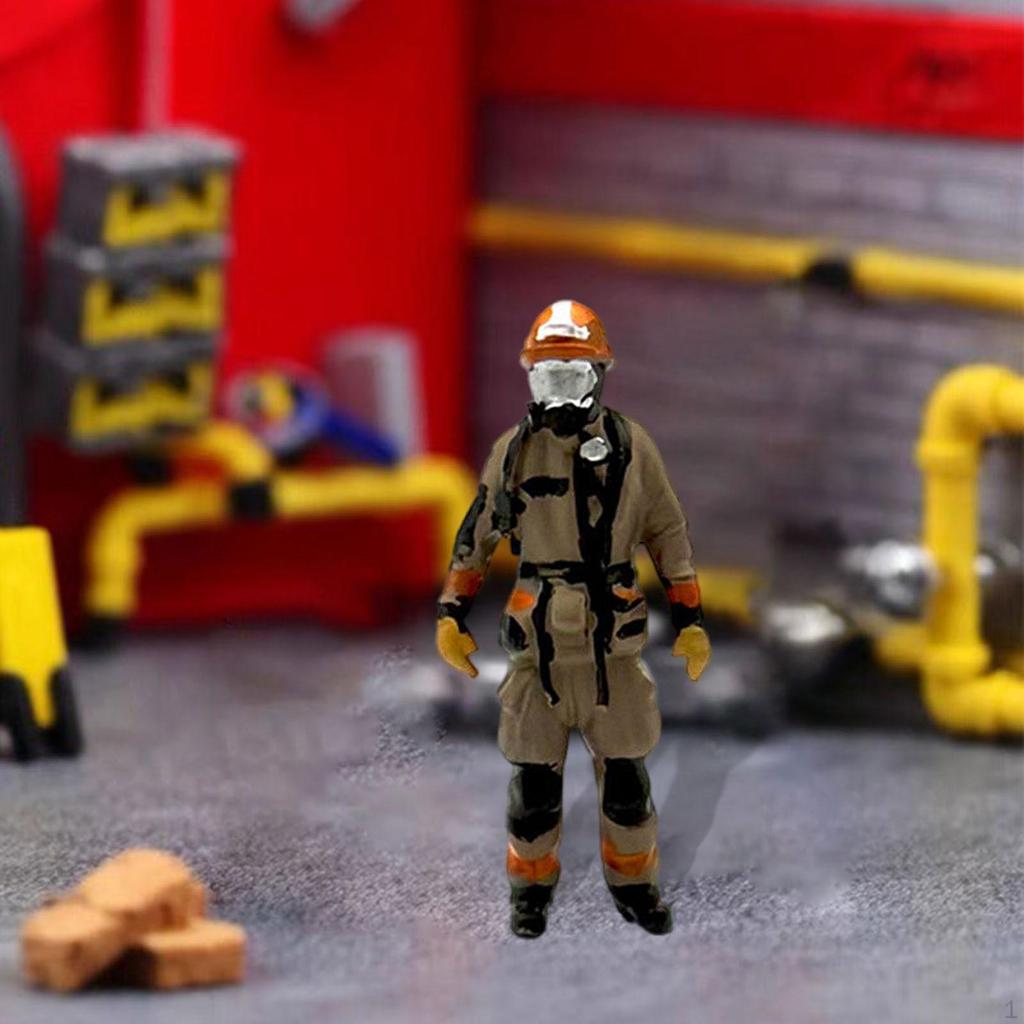 1/64 Feuerwehrmann Figuren Diorama Action Realistisch Winzige Leute Modell für Mikro-Landschaften
