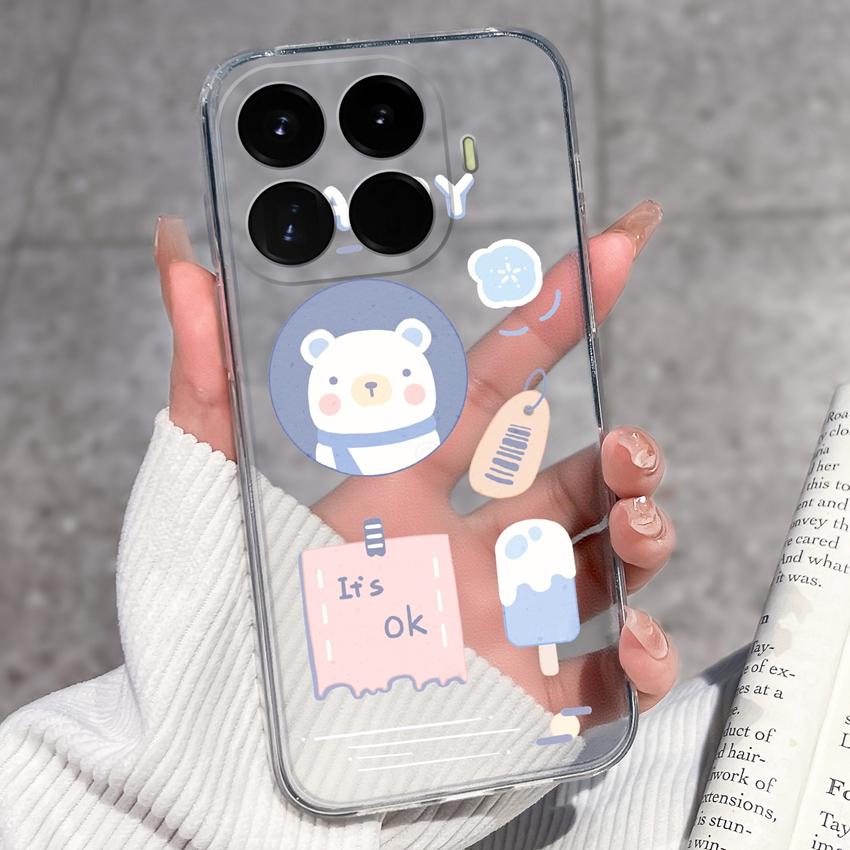 Cases For Redmi 17 17C / Xiaomi 17T Pro / 17 Pro Max 17 Ultra 17 Max Cute Girl Label Pattern Phone Covers Transparent TPU Ultrathin Lightweight Bumper