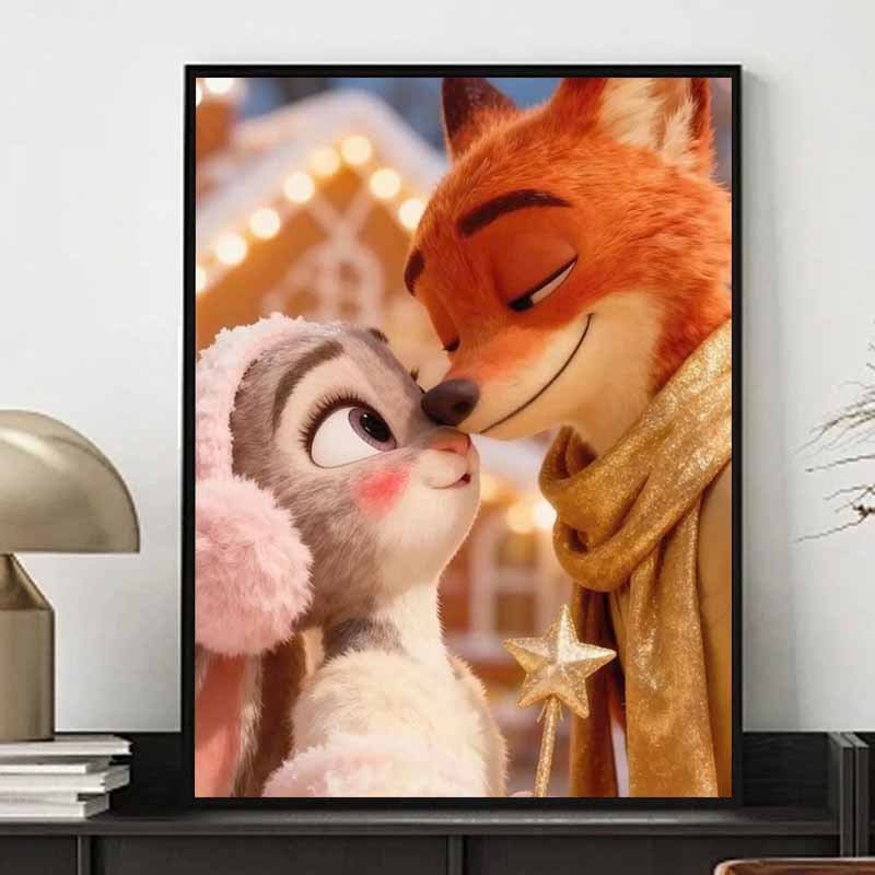 Disney Diamond Painting 5D Judy  Nick Winter Kiss Cartoon Movie Cross Stitch Embroidery Handmade Gift Home Decor