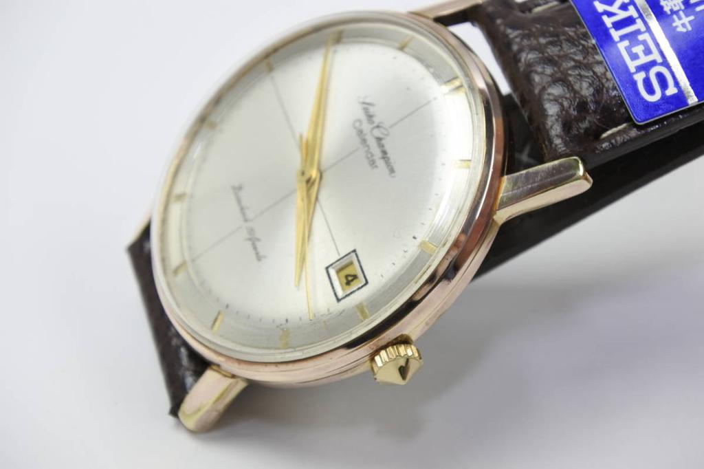 Masterpiece SEIKO CHAMPION CALENDAR 19 Jewels Watch with Strap Extremely Item 1960s Hand-Wound Men's