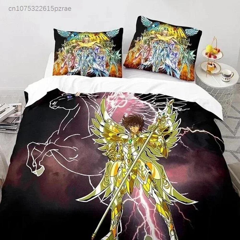 Anime Saint Seiya LOST CANVAS Bedding Set Duvet Cover Bed Set Quilt Cover Pillowcase Comforter King Queen Size Boys Adult