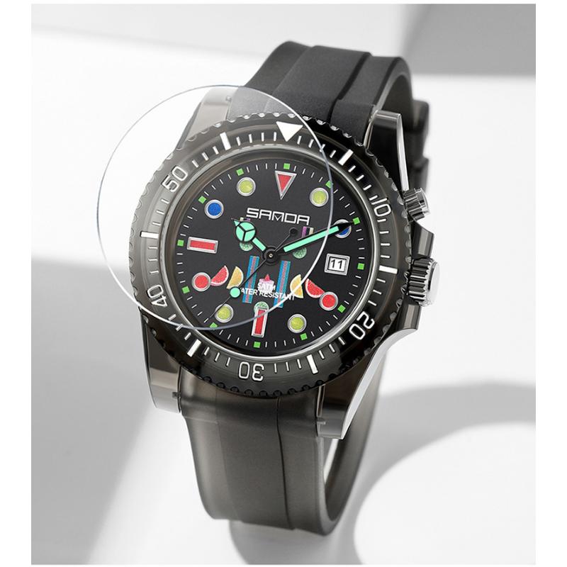 SANDA Youth Watch TJ6078 Double Calendar Glow Junior High School Student Simple Personality Transparent Watch Band Men's and Women's Watch