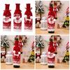 Set of 3 Festival Knitted Wine Bottle Sleeves With Gradual Color Featuring Santa, Snowmans, and Reindeers Wine Bottle Cover