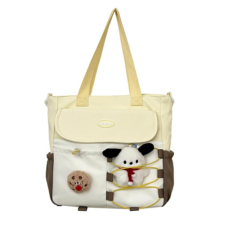 Contrast Color Student Classes Crossbody Bag Large Capacity Water-Repellent Nylon Book Bag Women's Shoulder Bag