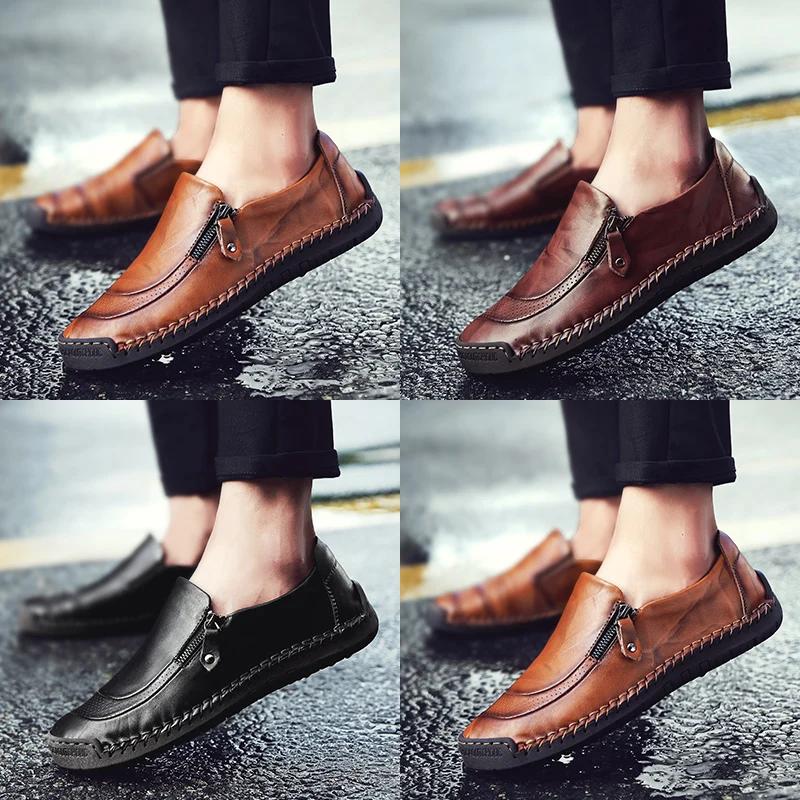 Outdoor Casual Leather Shoes For Men High Quality Men's Leather Shoes Large Size 48 Casual Leather Outdoor Walking Shoes Male