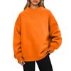 Ladies' Fashionable Loose High Neck Long Sleeved Solid Color Hoodie Top Pullover