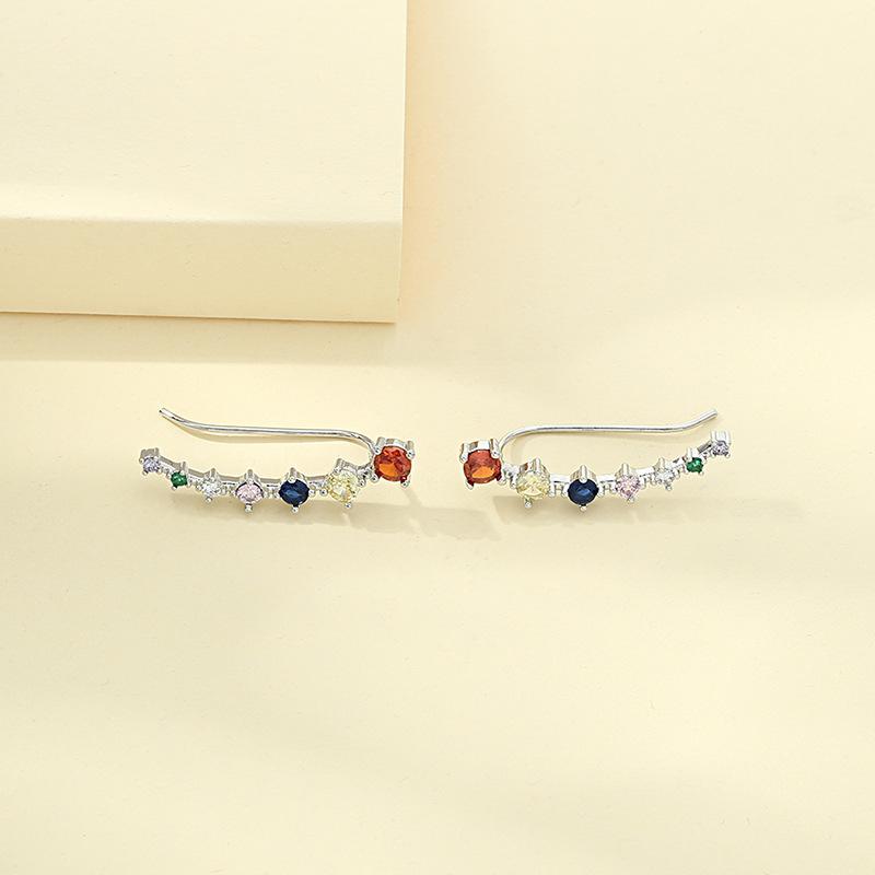 Colorful Zircon Clip Earrings Piercing Single Earring for Women Fashion Jewelry Accessories