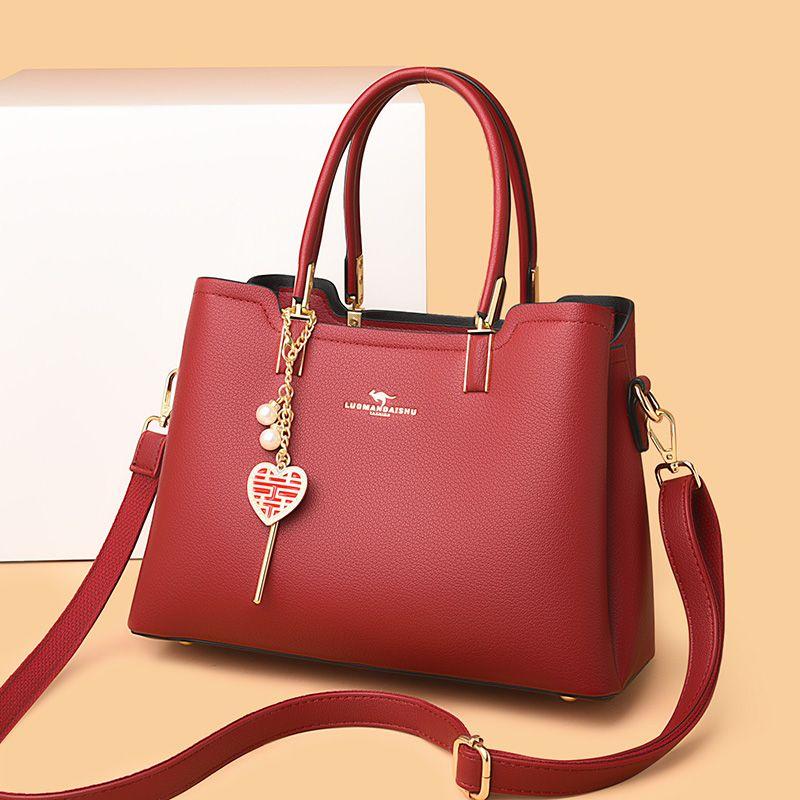 

Wedding Bag Female Bride Large Capacity Red Bag 2025 New Arrival Usually Available Fancy Shoulder Messenger Handbag Burgundy