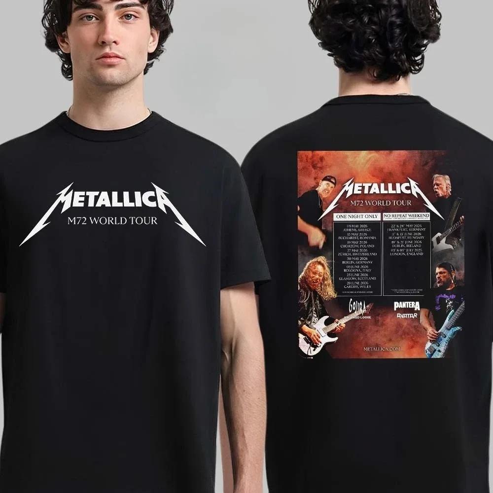 Metallica M72 World Tour Graphic Print T-shirt Returns in Europe 2026 Schedule Tour Unisex T-Shirt High-end Oversized Cotton Tee