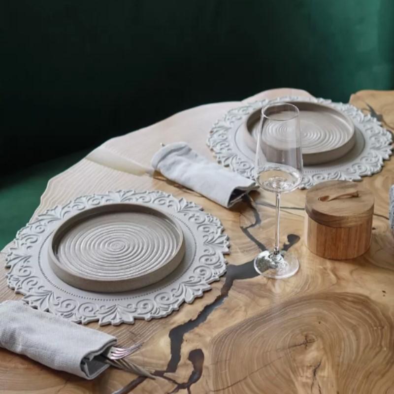 1/4/10sets Party Table Placemats Round Nortic Embossed Faux Leather Kitchen Dining Table Mats Home Decor Gift Placemats