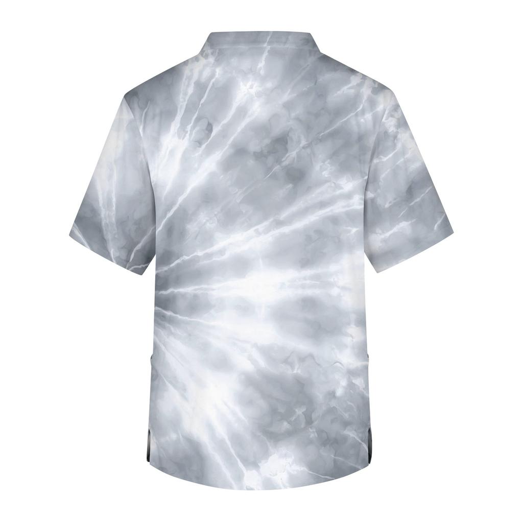 Men's Printing Short Sleeve V-neck Working Blouse Chest Pocket Carer Top