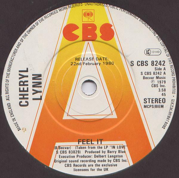 

7inch Record CHERYL LYNN - Feel It SCBS8242PROMO CBS 1980 UK Soul/Funk Used