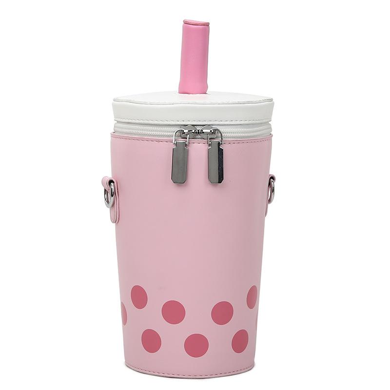New Brand Cute Cartoon Milk Tea Women Crossbody Bags High Quality Pu Bucket Female Shoulder Bag Luxury Designer Mobile Phone Bag