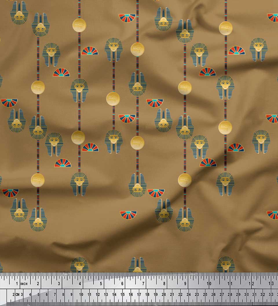 

Чорна японська креп-атласна тканина Soimoi монети та принти на єгипетській тканині для жінок голови на метр 42 дюйма 42 Inch Wide - Poly Crepe коричневий