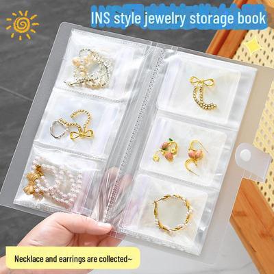 Kniha na uložení šperků s PVC uzavíratelnými sáčky - Prachotěsný a antioxidační stojan na vystavení náhrdelníků, náušnic a vlásenek