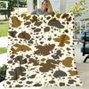 1pc Cow Print Flannel Throw Blanket - Soft & Cozy Lightweight All-Season Brown & White Animal Fur Design, Machine Washable Contemporary Style for Sofa