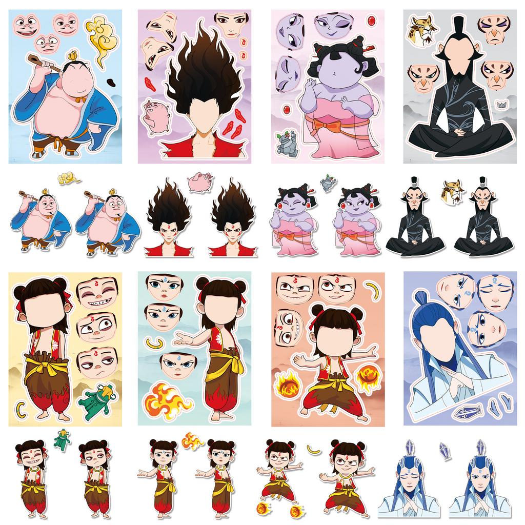 8 Creative Nezha Face-changing Cartoon Cute Set Stickers