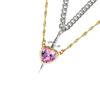 Crystal Heart and Swords Zircon Pendant Necklace for Women Men Adjustable Neckchain Silver/Gold Plated Chain Choker