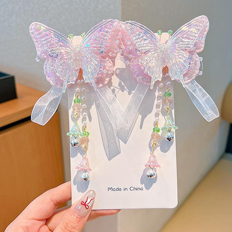 Mid-Autumn Hanfu Fairy Hair Clip - Women's & Children's Ancient Style Floral Tassel, Sweet Accessory for Girls