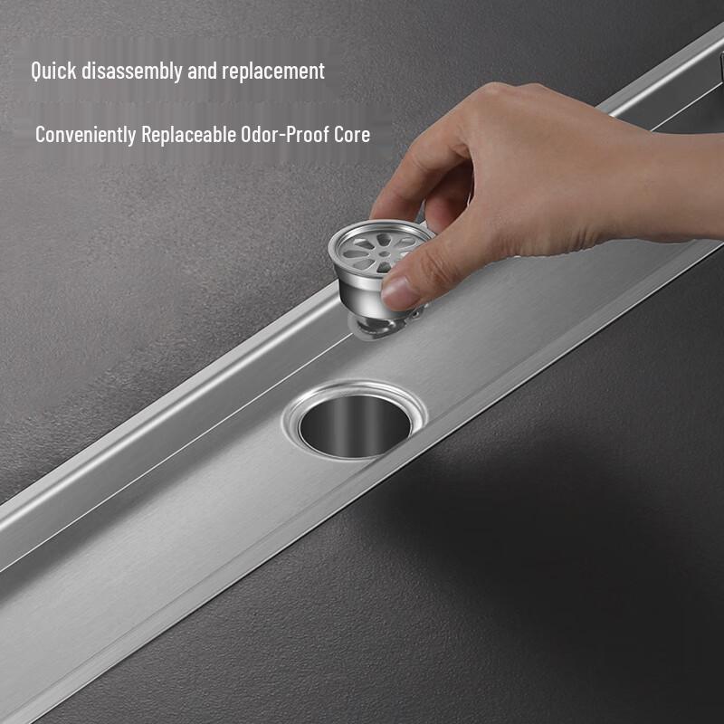 MDNG Brushed Stainless Steel Invisible Strip Floor Drain
