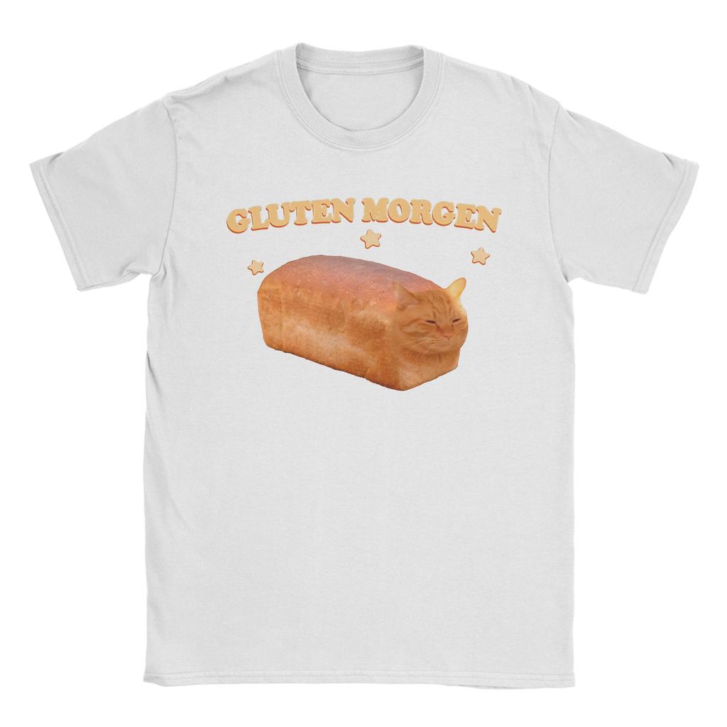 Unisex Unisex TShirt Gluten Morgen Funny Bread Cat Meme Cotton Tee Shirt Short Sleeve T Shirts Round Collar Clothing Plus Size