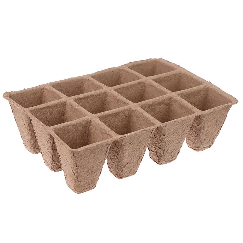5 bucăți tavă de pepinieră cu 12 găuri, pulpă biodegradabilă pentru grădinărit, tavă de semănat, plantator de semințe, instrumente pentru sistem de creștere hidroponică