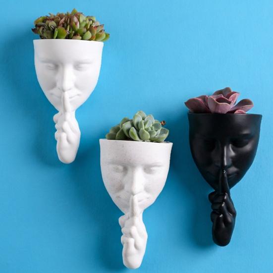 Face Flower Pot Decorative Flower Planter Small Potted Plant Holder for Home Living Room Bedroom Office Coffee Shop