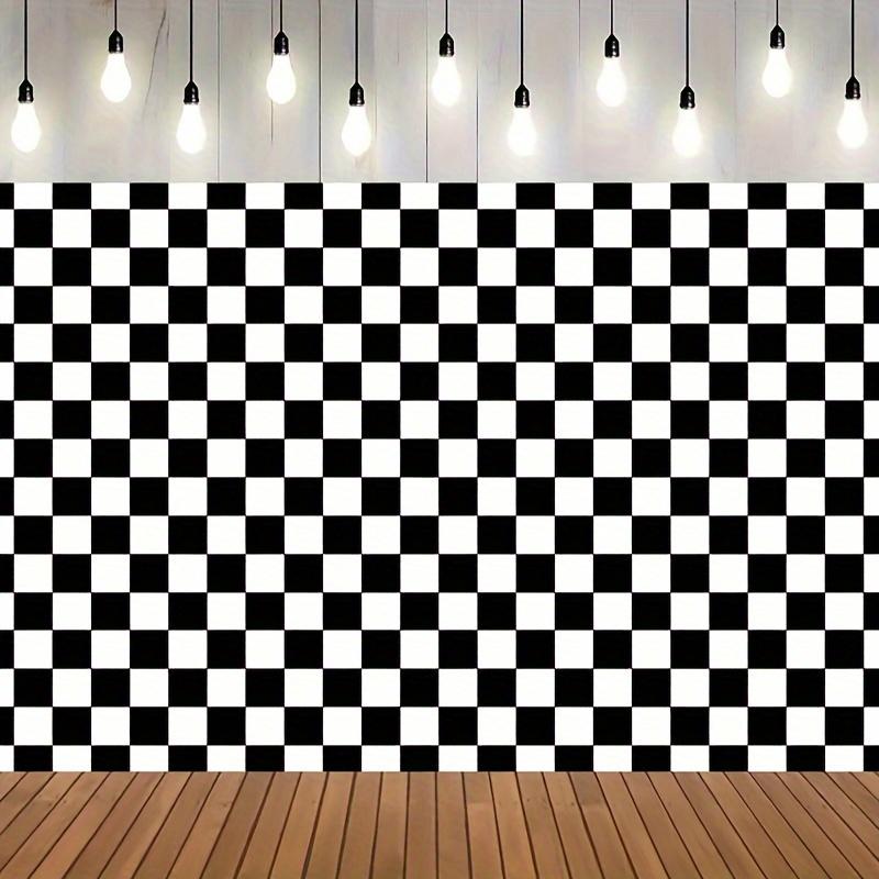 One black and white racing chessboard texture grid chessboard-themed background birthday party 150x210 CM