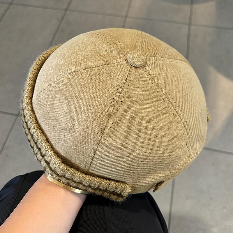 1 Stück modische Patchwork, durchbrochener Strickrand Vermieterhut, Retro und gealtert, lässiger, cooler und künstlerischer Stil Melonenrindhut