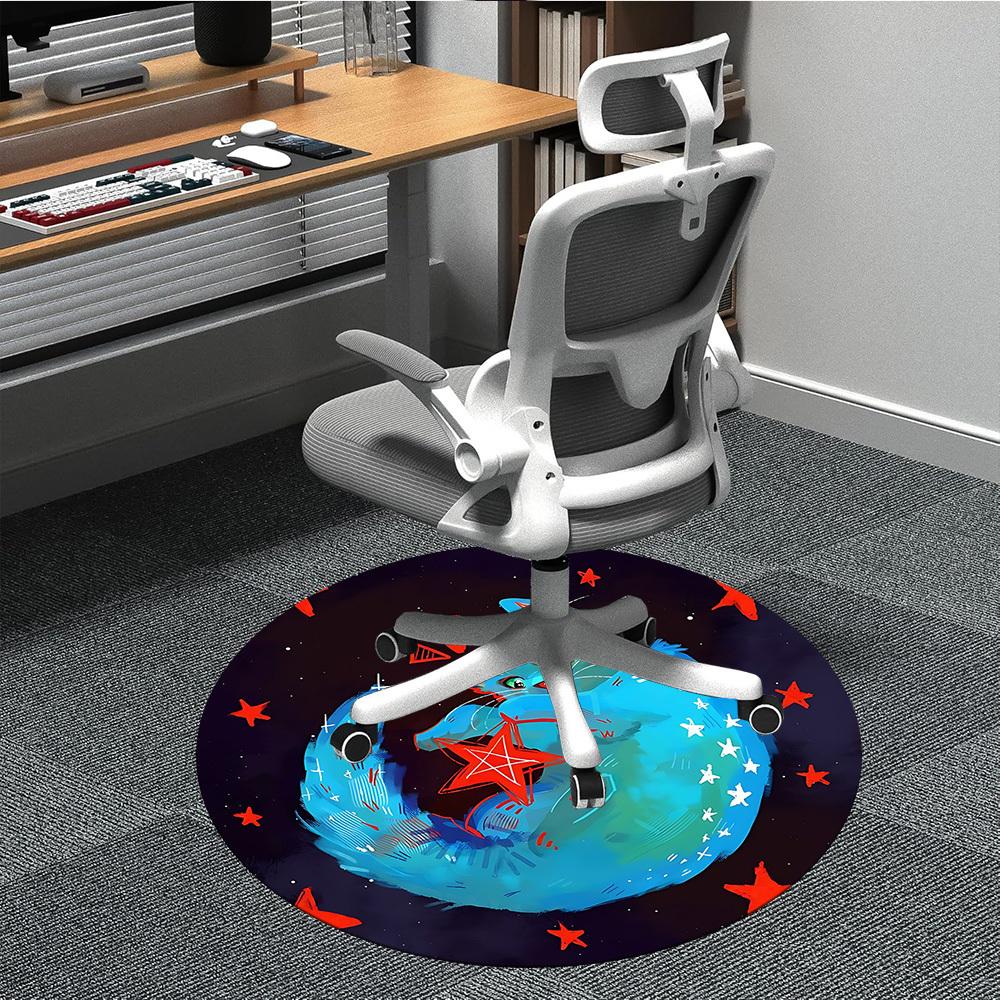 

1pc Cosmic Cat Office Round Area Rug, Under Office Chairs Bedroom Living Room Home Decor, Room Deco 80cm