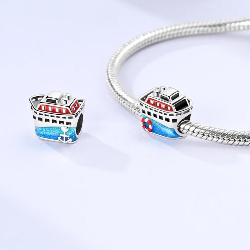 Copper Blue Ocean Charms Bead Cruise Fine Ship Crab Seahorse Pendants Fit Bracelet Diy Jewellery Marking Present