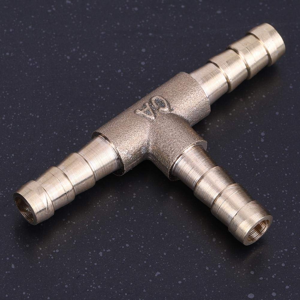 T Connector Fuel Brass Fuel Hose Joiner 3 Way Hose Joiner for Compressed Air Gas Pipe Fitting (6mm)