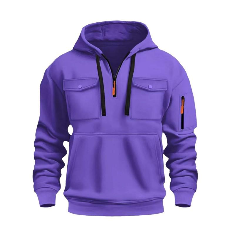 Mens Winter Hooded Zip-Up Sweatshirt Thick Fleece Lined Casual Streetwear Oversized Fit