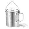 Pot en acier inoxydable de 750ml, tasse à eau Portable avec couvercle et poignée pliable, cuisine de Camping en plein air pique-nique