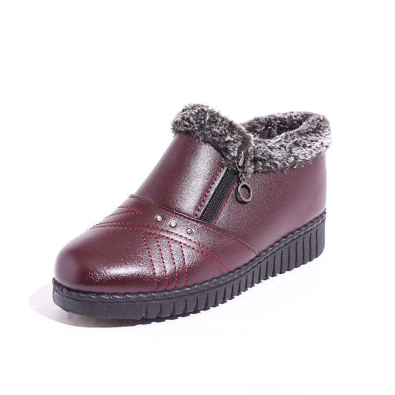 

Хлопковая обувь женская зимняя бархатная для среднего и пожилого возраста обувь для мамы нескользящая на толстой подошве две хлопковые сапоги водонепроницаемые, морозостойкие и теплые для пожилых 41 бордовый