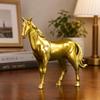 Gold-Toned Brass Horse Figurine Decorative Standing Sculpture Craft Piece