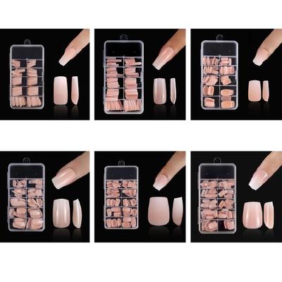 Stylish Solid Color Fake Nails Short Coffin Reusable False Nails for Women