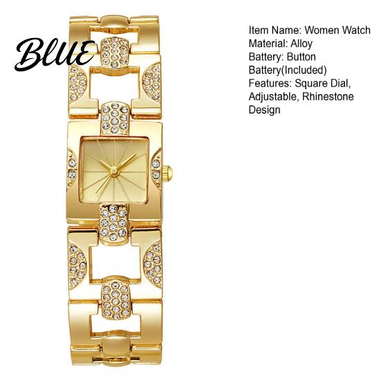 Orologio da polso formale da donna Braccialetto con strass Quadrante quadrato Classico Casual
