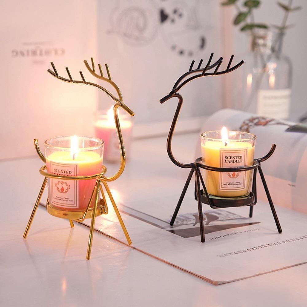 Christmas Gift Iron Candle Holders Metal Christmas Candlestick Modern Deer Candle Holder Home